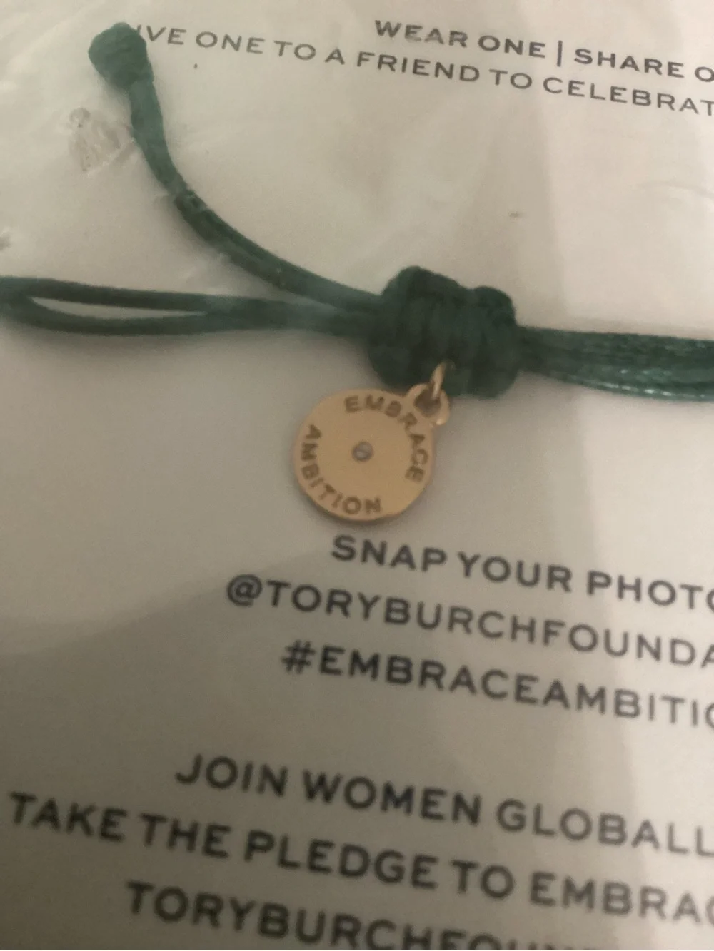 Tory Burch Green Leather Logo Bracelet “Embraceambition”